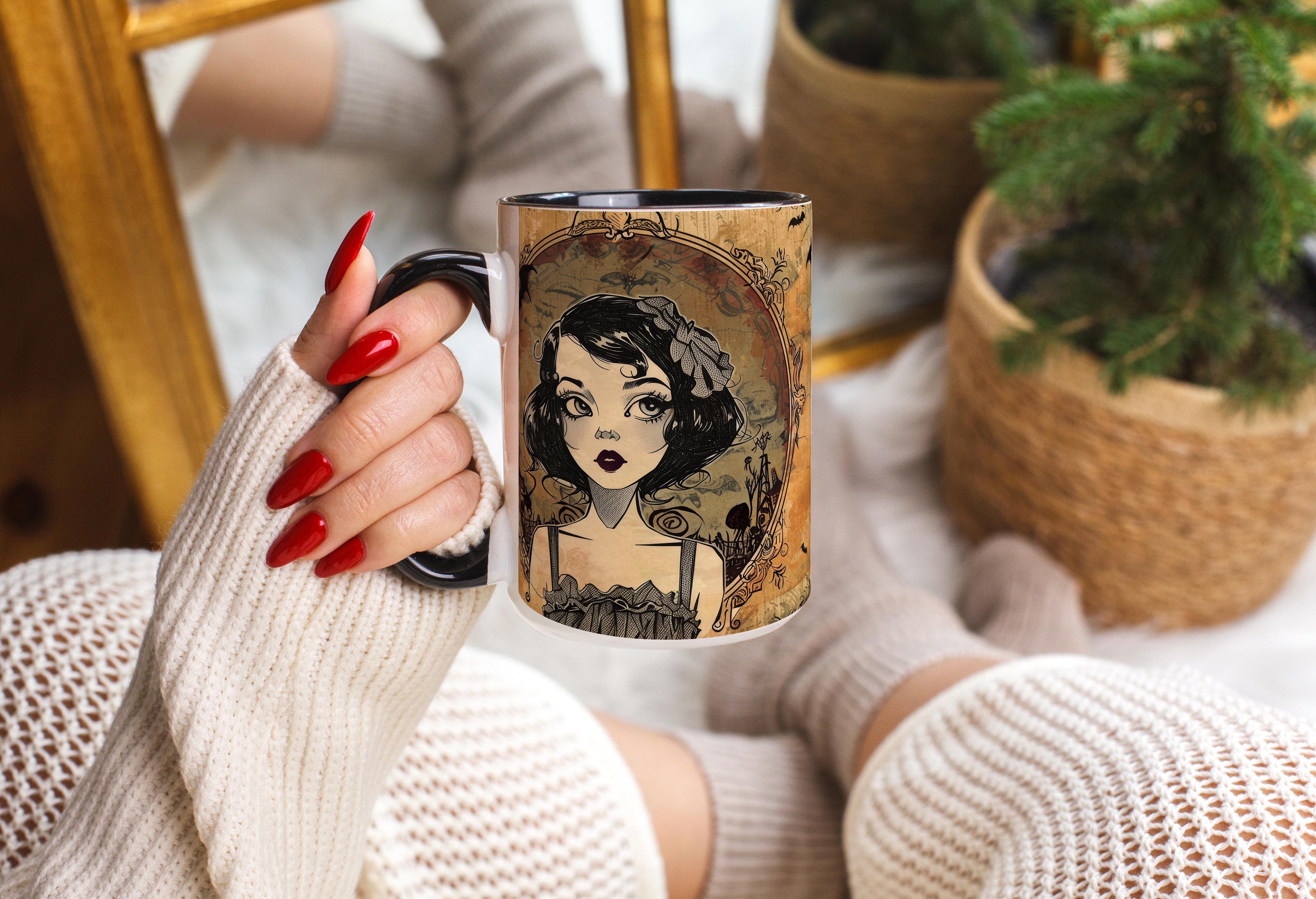 Cute Goth Girl Portrait - Halloween Mug