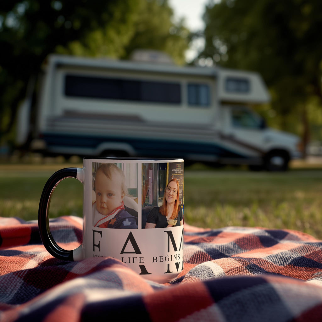 Customizable 4 Photo Mug - Family - Where Life Begins And Love Never Ends