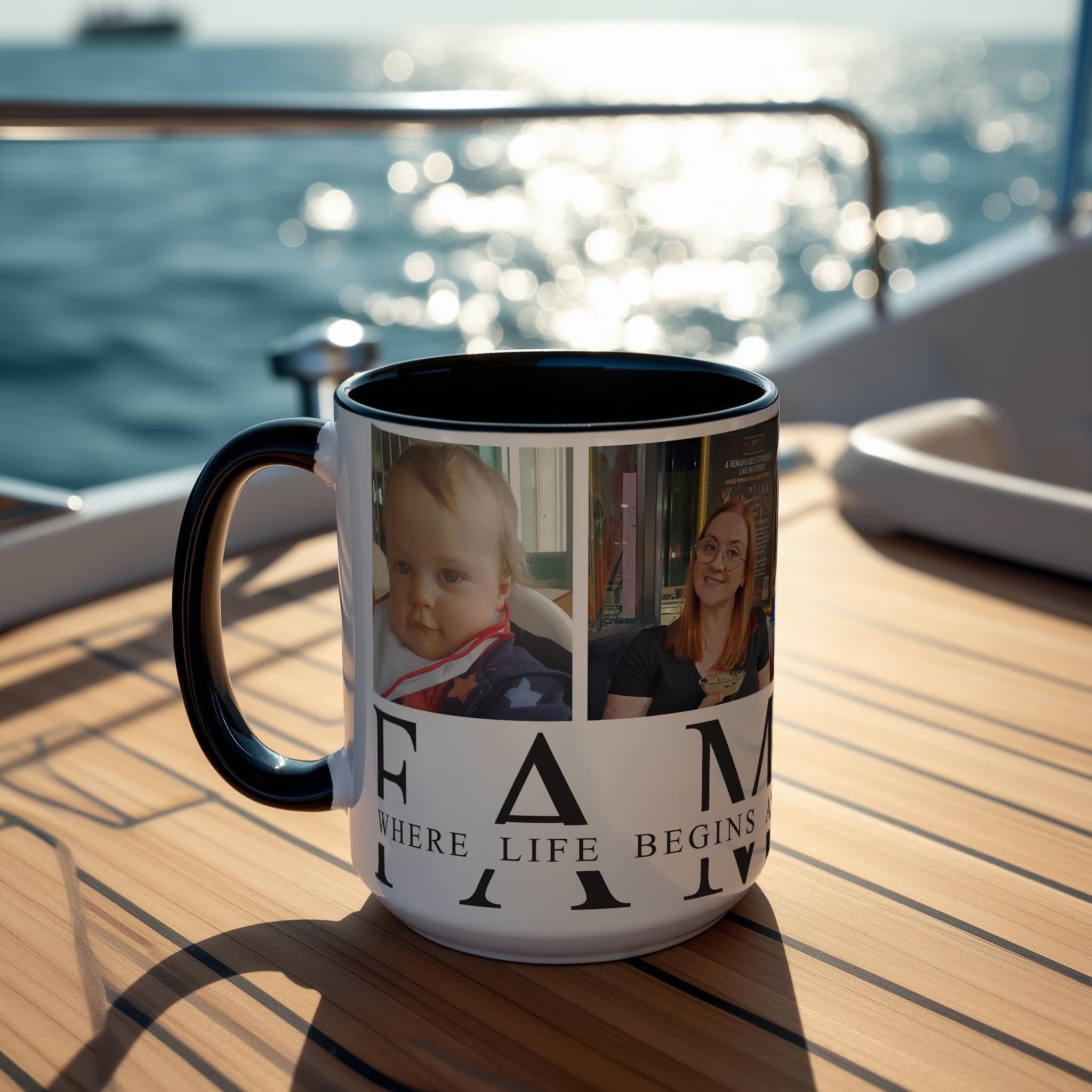 Customizable 4 Photo Mug - Family - Where Life Begins And Love Never Ends