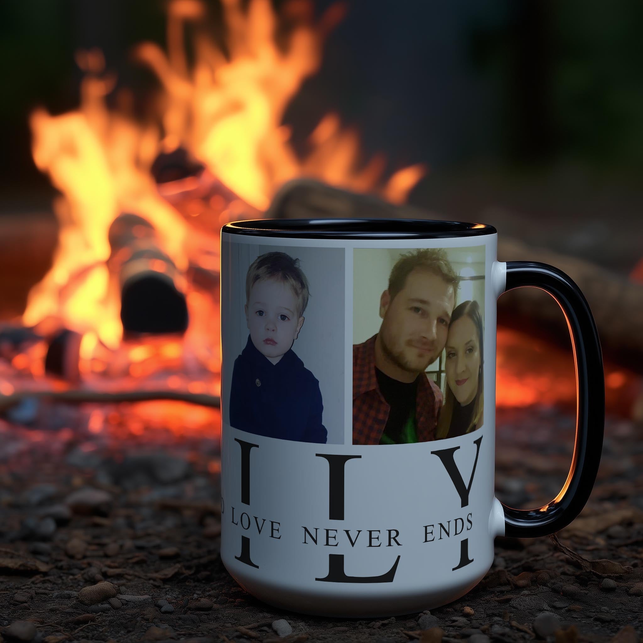 Customizable 4 Photo Mug - Family - Where Life Begins And Love Never Ends