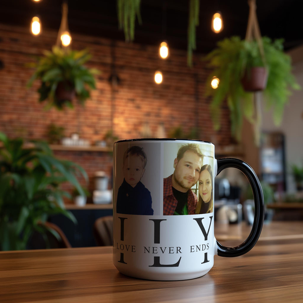 Customizable 4 Photo Mug - Family - Where Life Begins And Love Never Ends