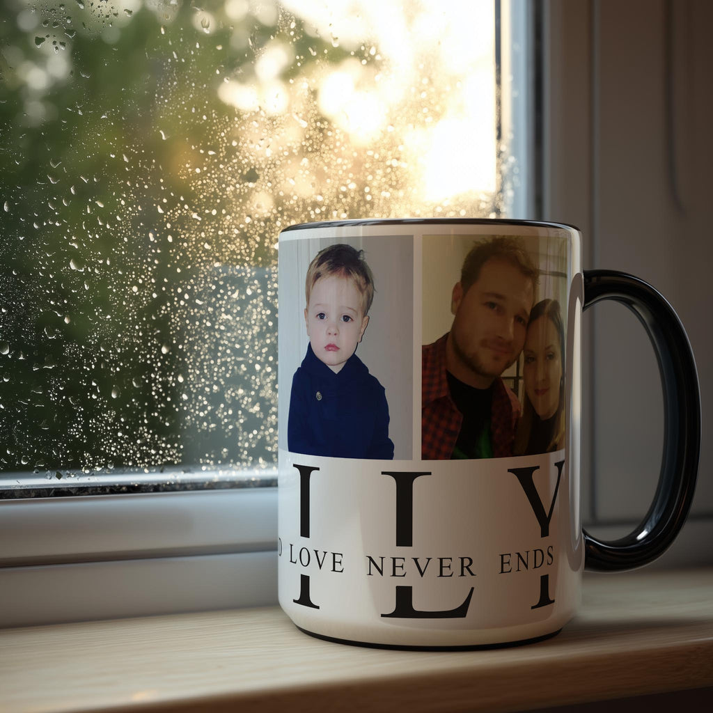 Customizable 4 Photo Mug - Family - Where Life Begins And Love Never Ends
