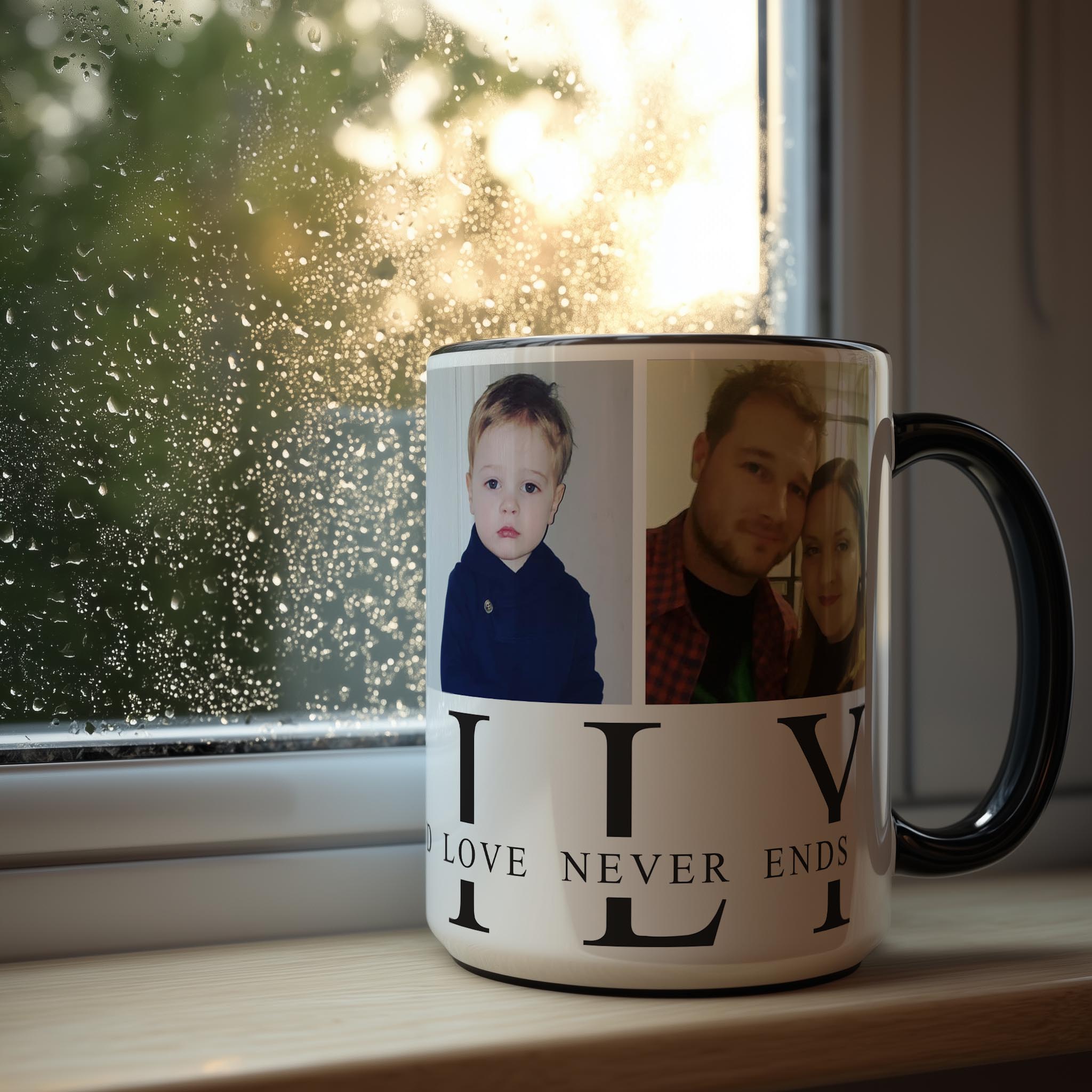 Customizable 4 Photo Mug - Family - Where Life Begins And Love Never Ends