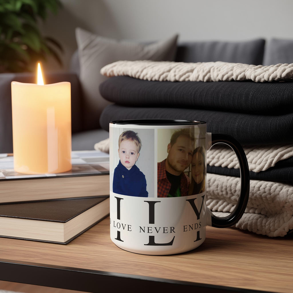 Customizable 4 Photo Mug - Family - Where Life Begins And Love Never Ends