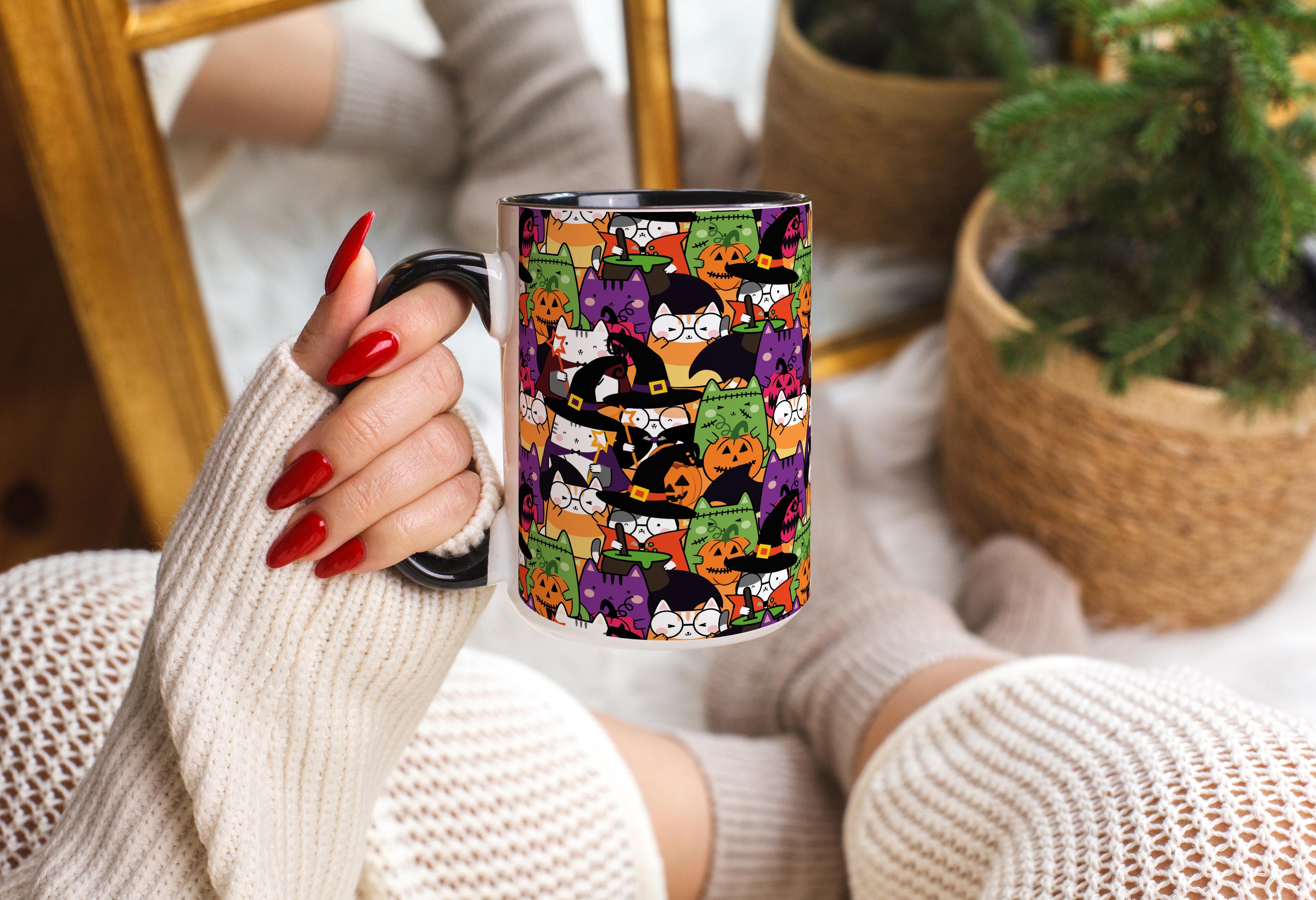 Halloween Doodle Cats - Pet Lovers Mug