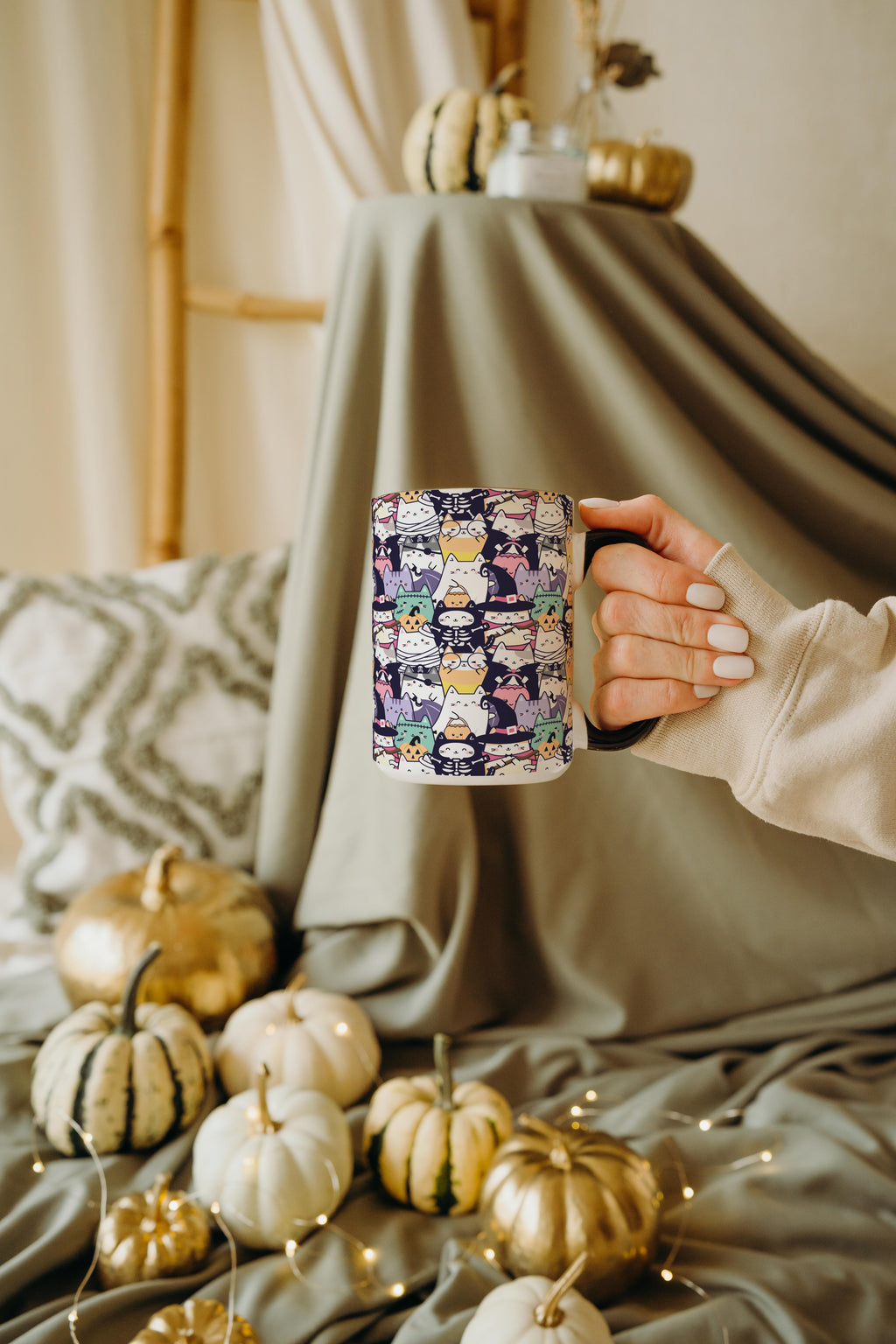 Halloween Cat Pattern - Pet Lovers Mug