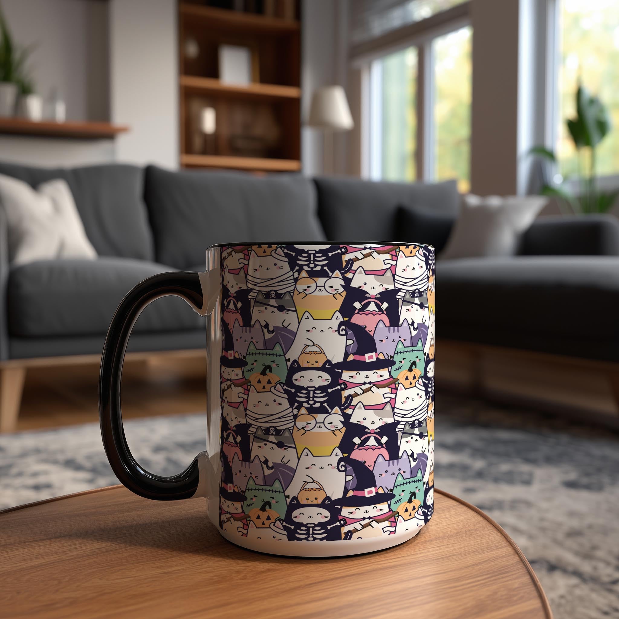 Halloween Cat Pattern - Pet Lovers Mug