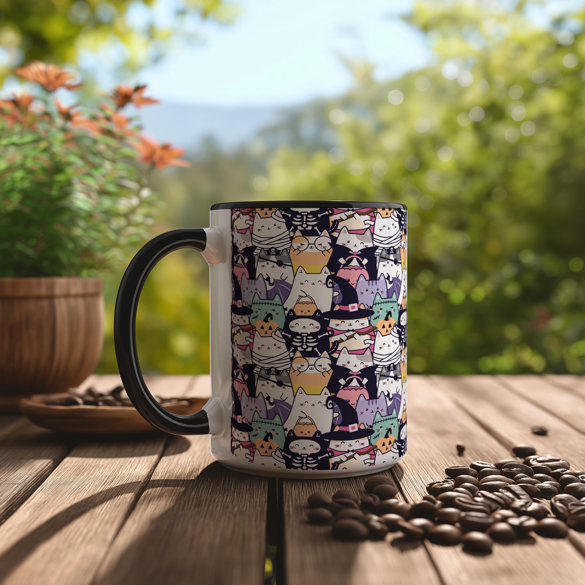 Halloween Cat Pattern - Pet Lovers Mug