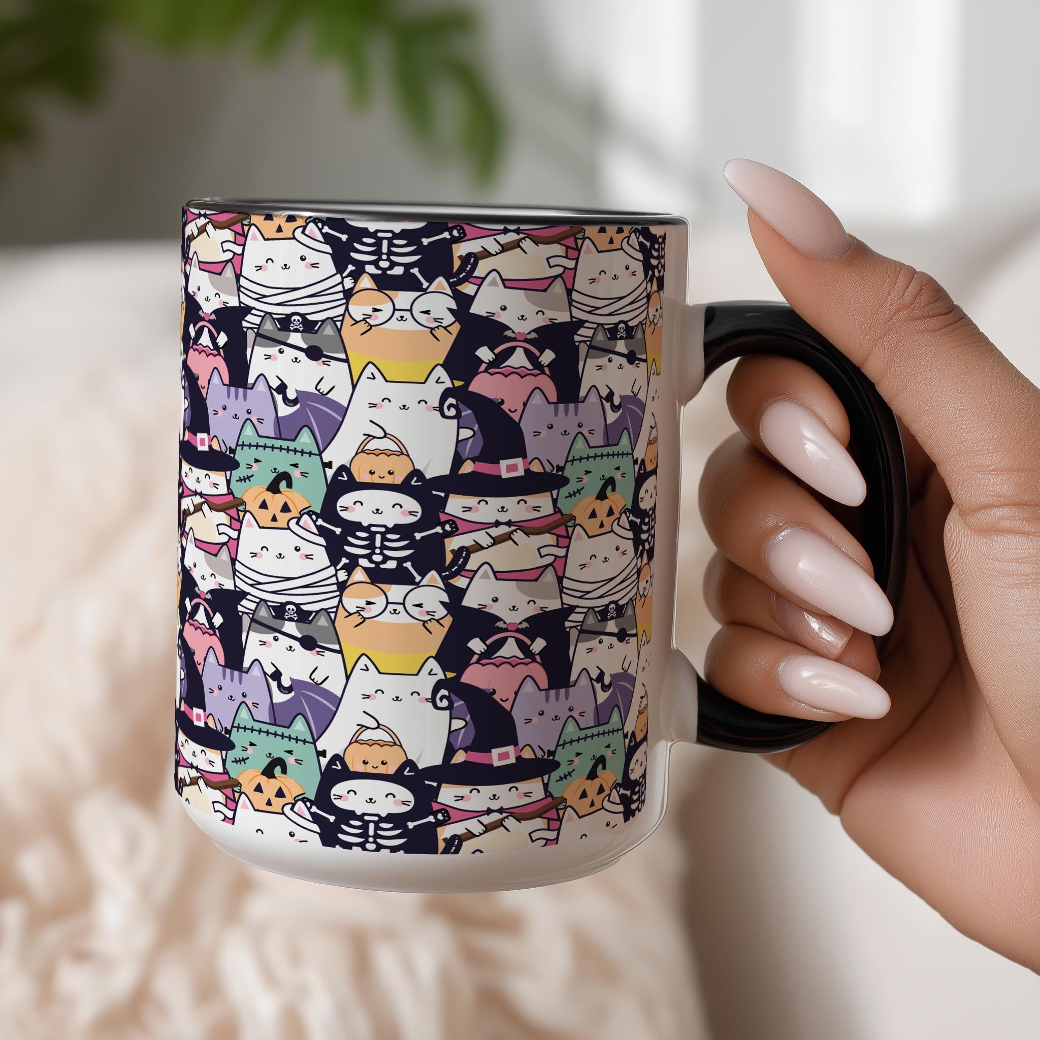 Halloween Cat Pattern - Pet Lovers Mug