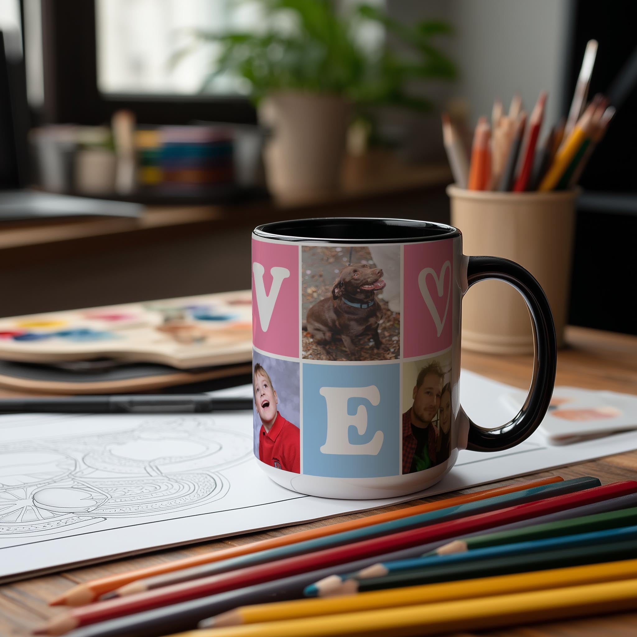 Customizable 6 Photo Mug - Love collage
