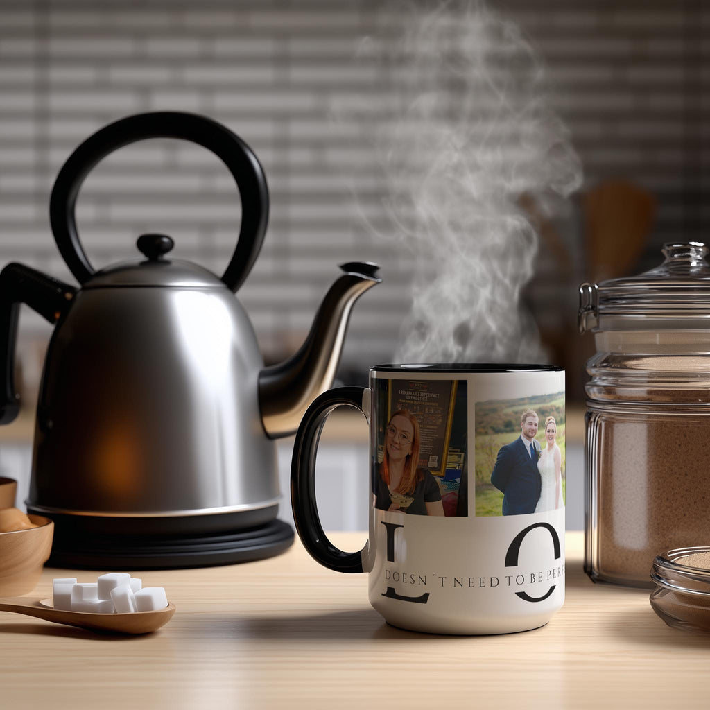 Customizable 4 Photo Mug - Love - Doesn't Need To Be Perfect. It Just Needs To Be True.