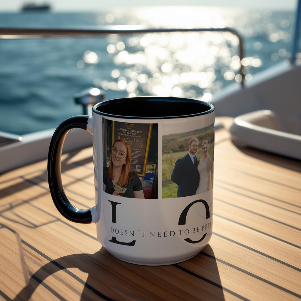 Customizable 4 Photo Mug - Love - Doesn't Need To Be Perfect. It Just Needs To Be True.