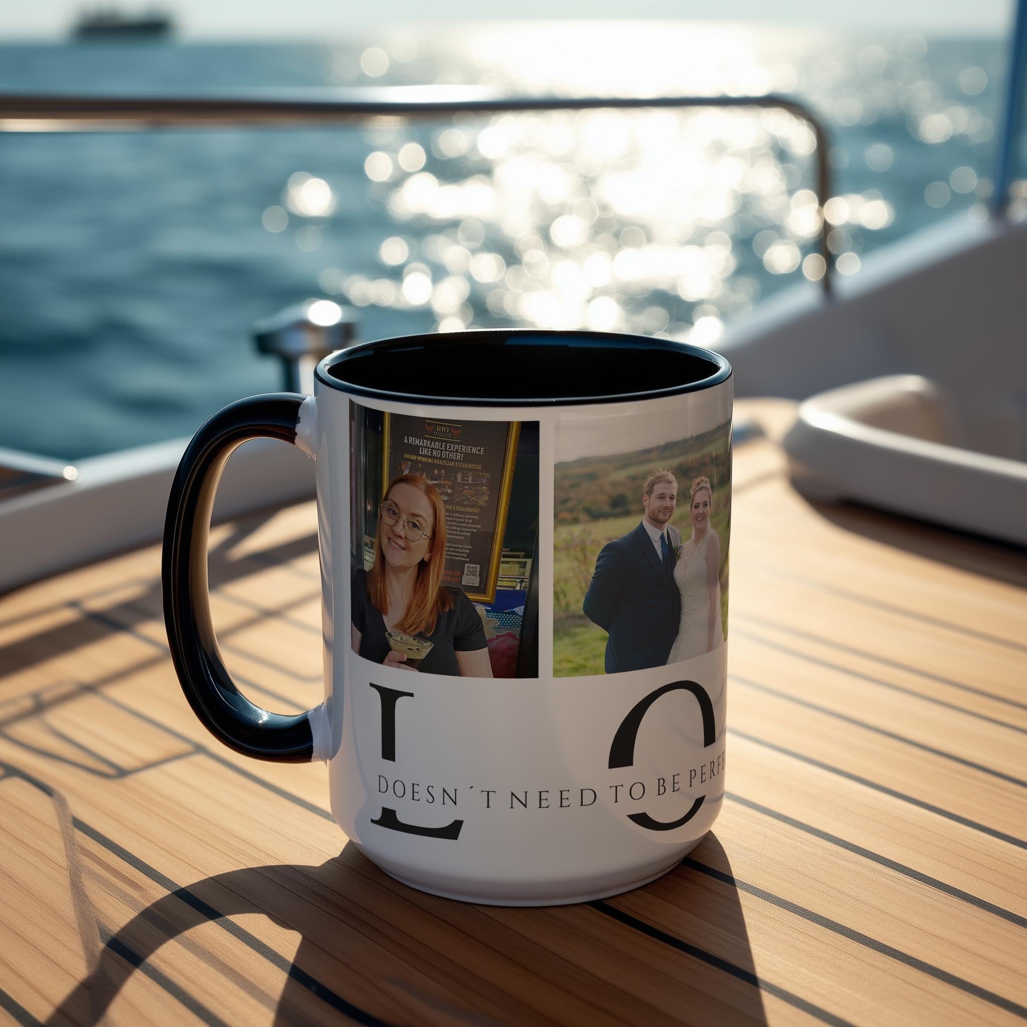 Customizable 4 Photo Mug - Love - Doesn't Need To Be Perfect. It Just Needs To Be True.