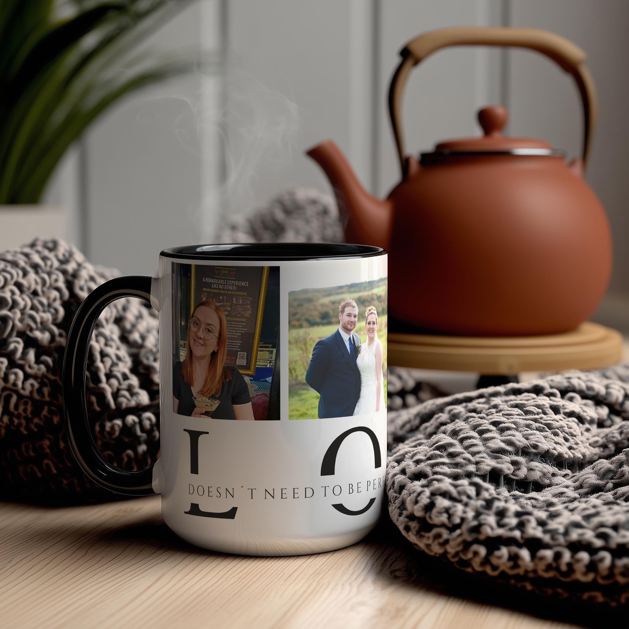 Customizable 4 Photo Mug - Love - Doesn't Need To Be Perfect. It Just Needs To Be True.