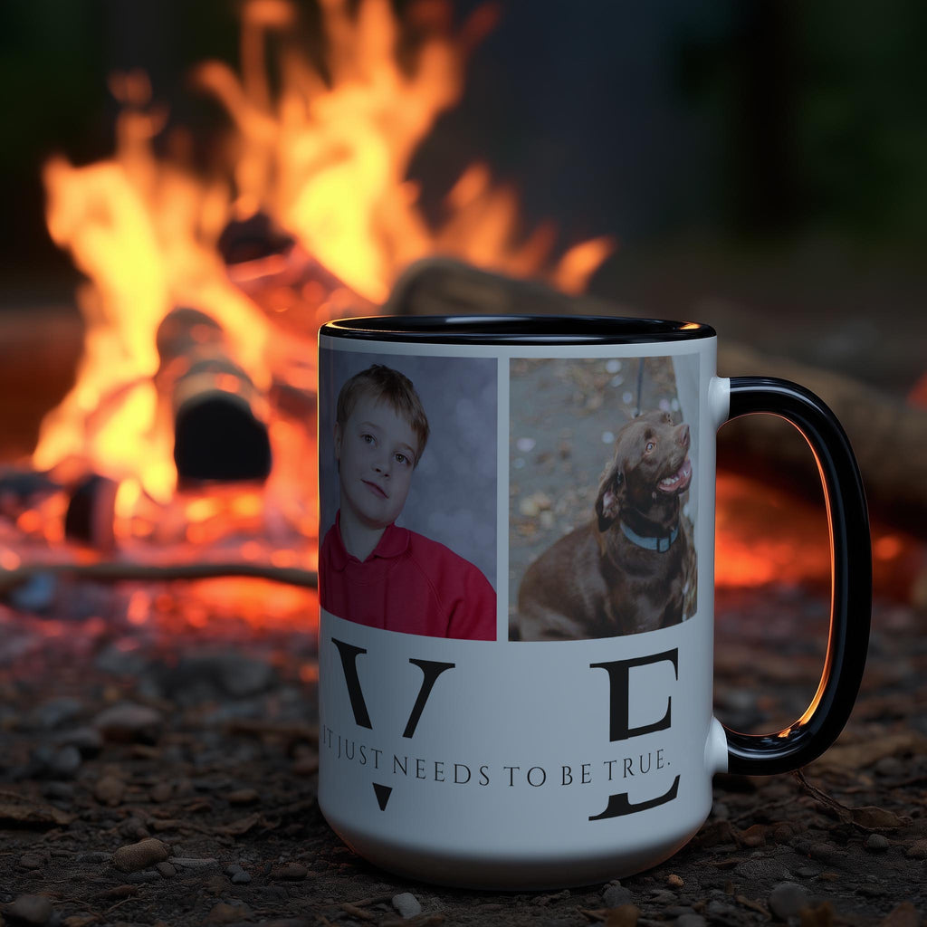 Customizable 4 Photo Mug - Love - Doesn't Need To Be Perfect. It Just Needs To Be True.