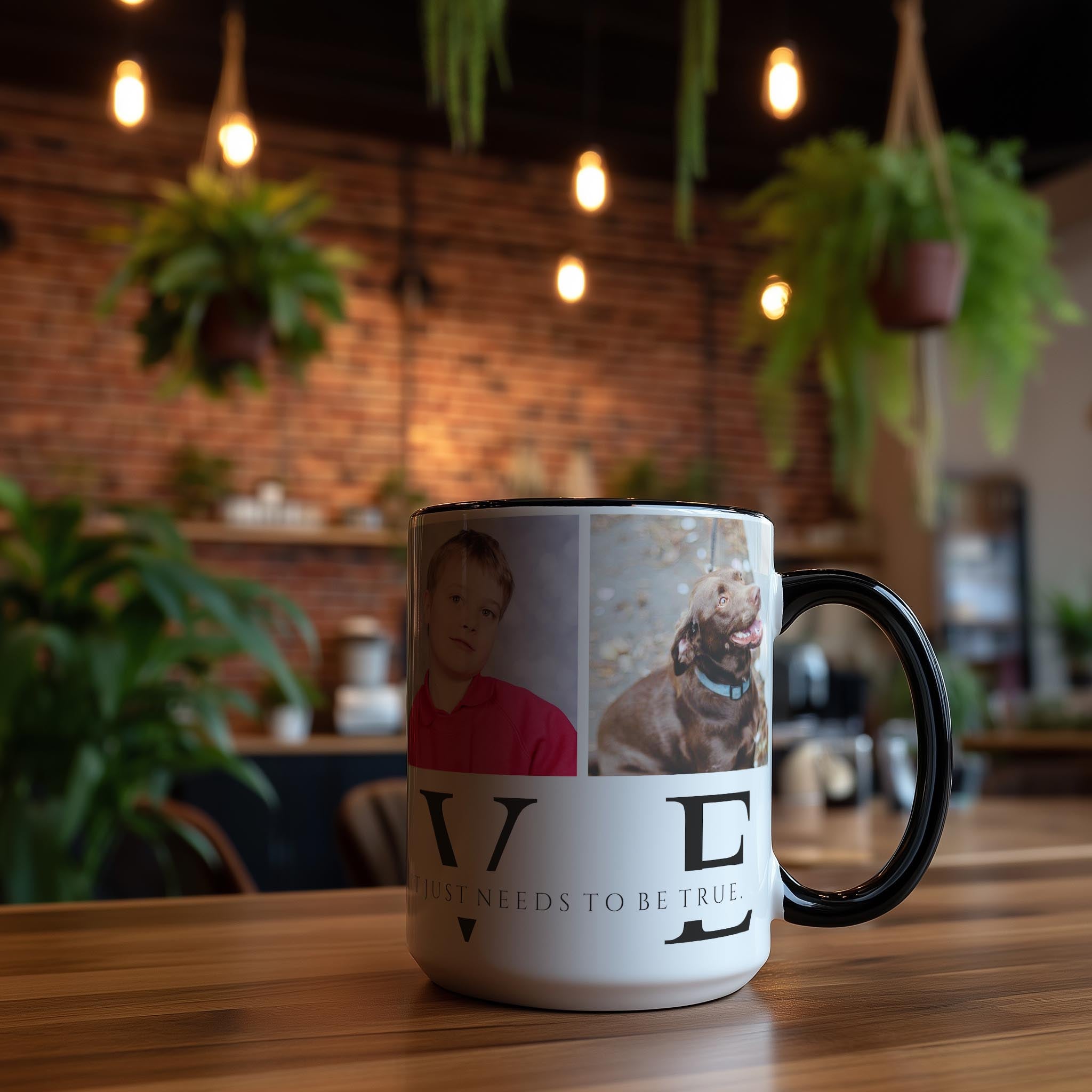 Customizable 4 Photo Mug - Love - Doesn't Need To Be Perfect. It Just Needs To Be True.