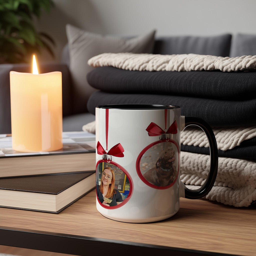 Customizable 4 Photo Mug - Merry Christmas - Tree Decoration Design