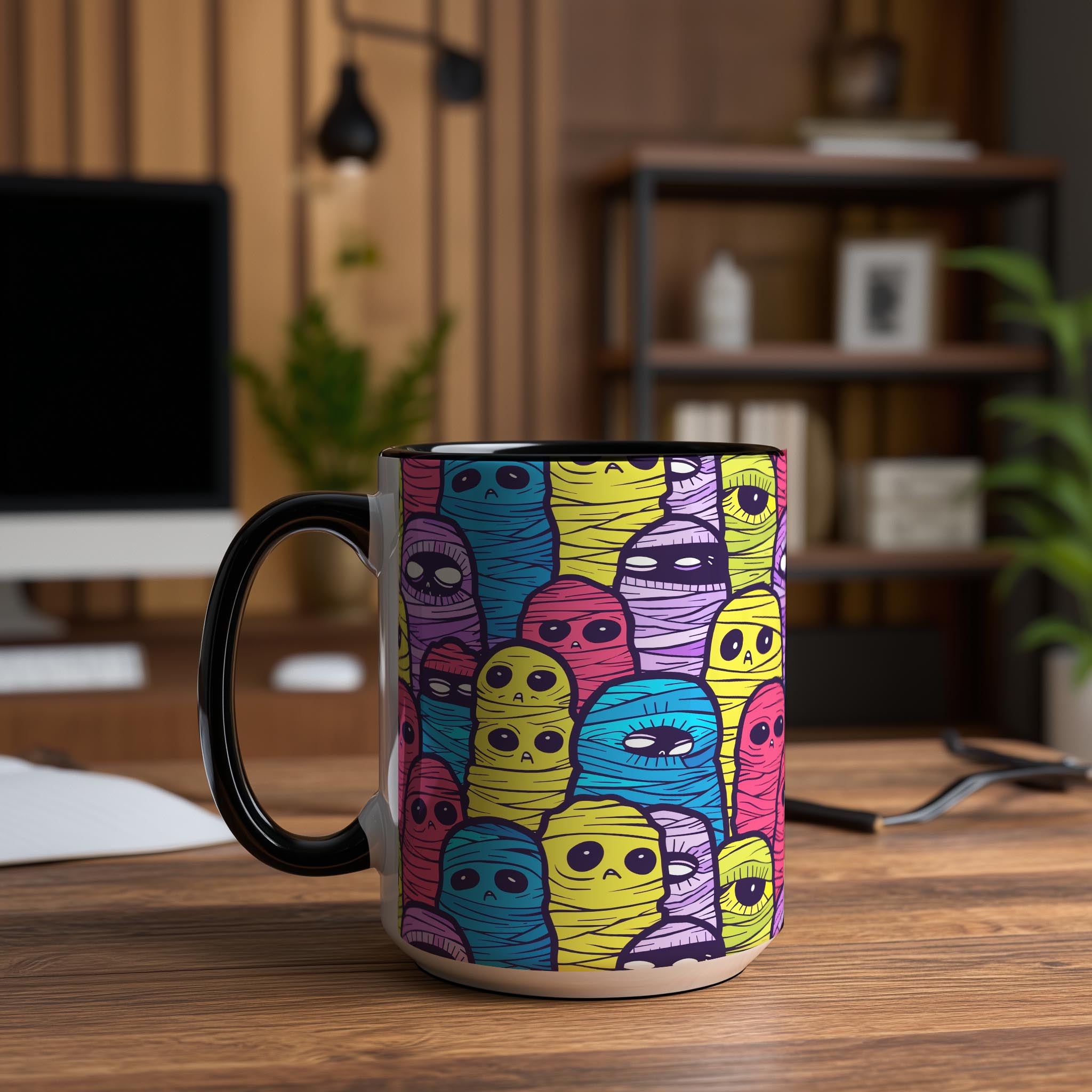 Colorful Mummies Pattern - Halloween Mug