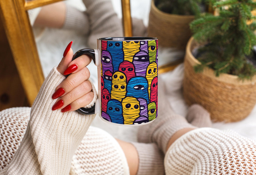 Colorful Mummies Pattern - Halloween Mug