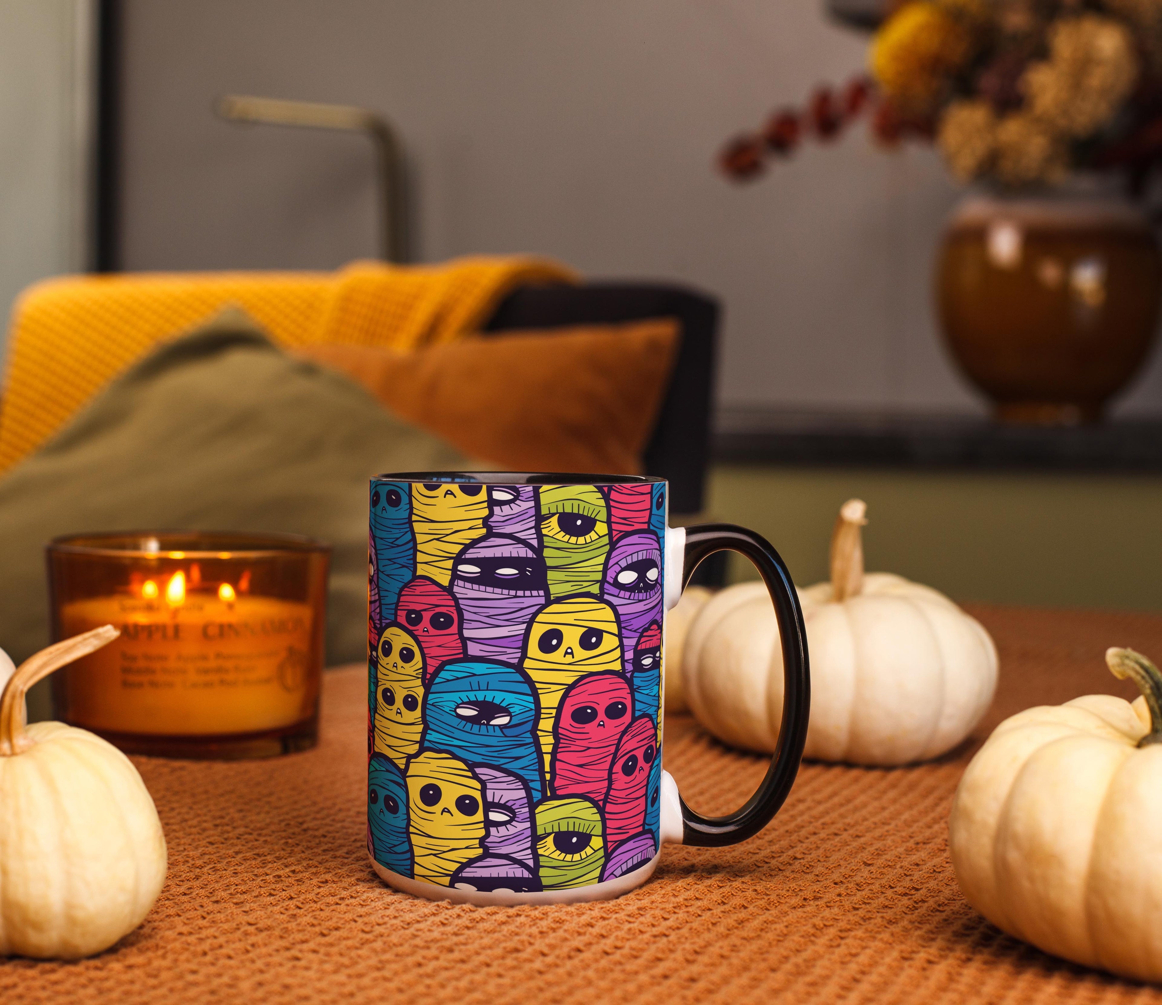 Colorful Mummies Pattern - Halloween Mug
