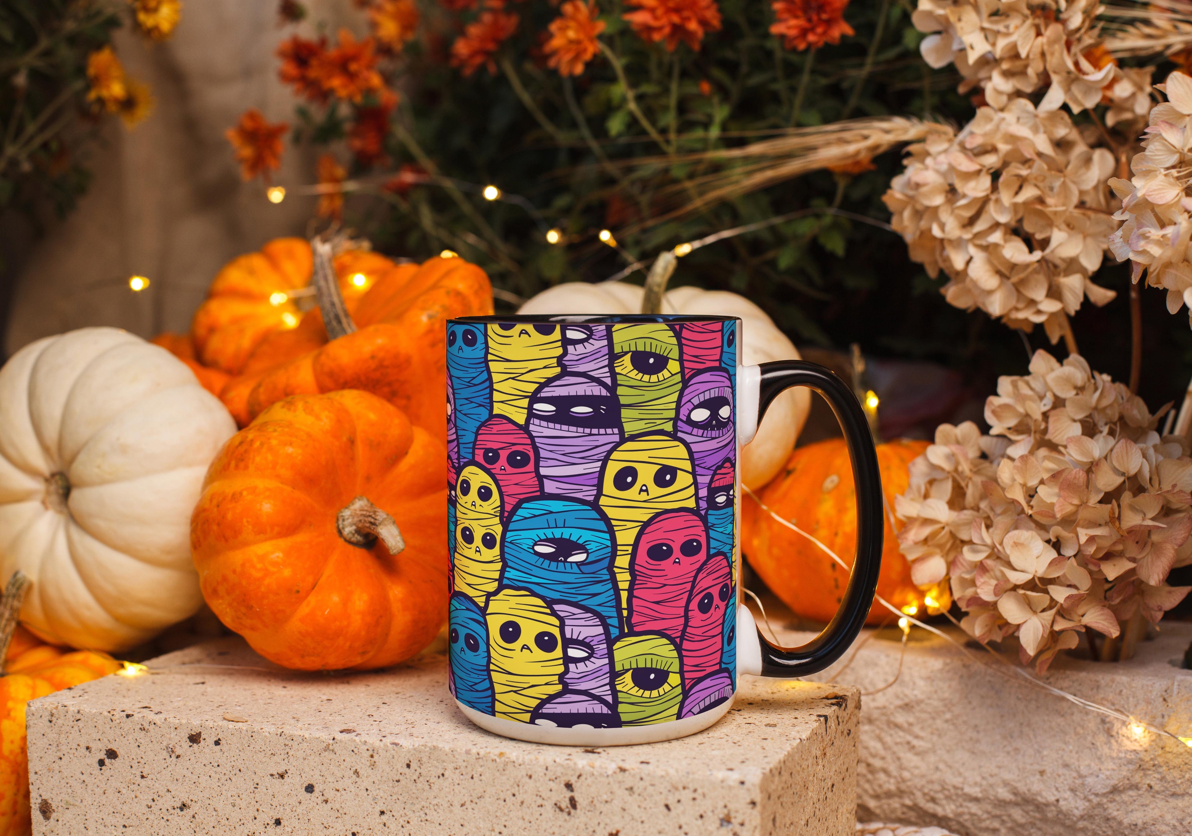 Colorful Mummies Pattern - Halloween Mug