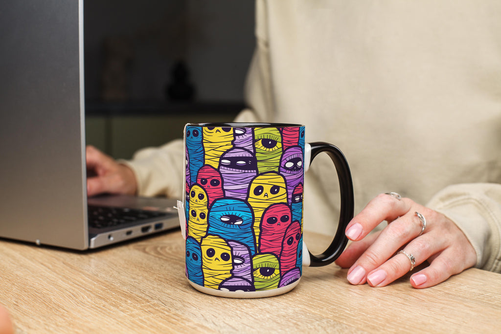 Colorful Mummies Pattern - Halloween Mug