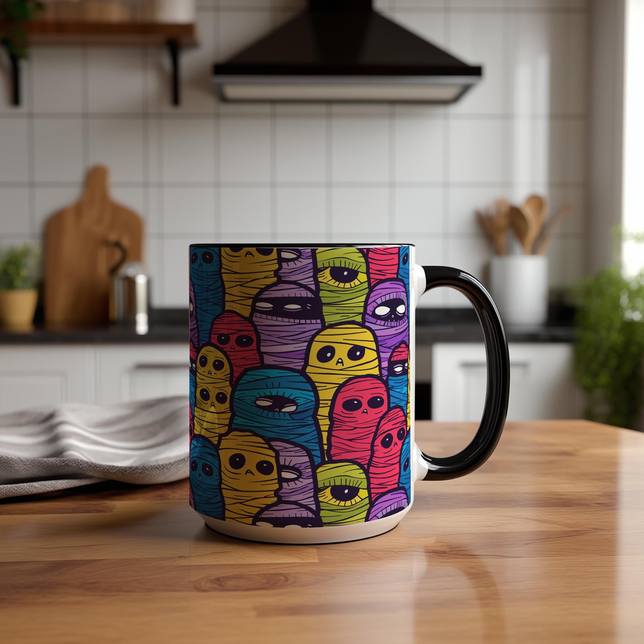 Colorful Mummies Pattern - Halloween Mug
