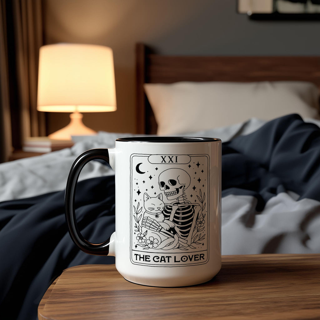 The Cat Lover - Skeleton Tarot Card - Halloween Mug