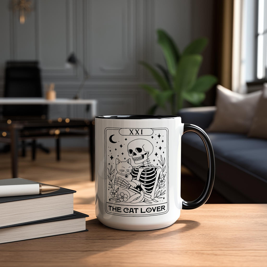 The Cat Lover - Skeleton Tarot Card - Halloween Mug