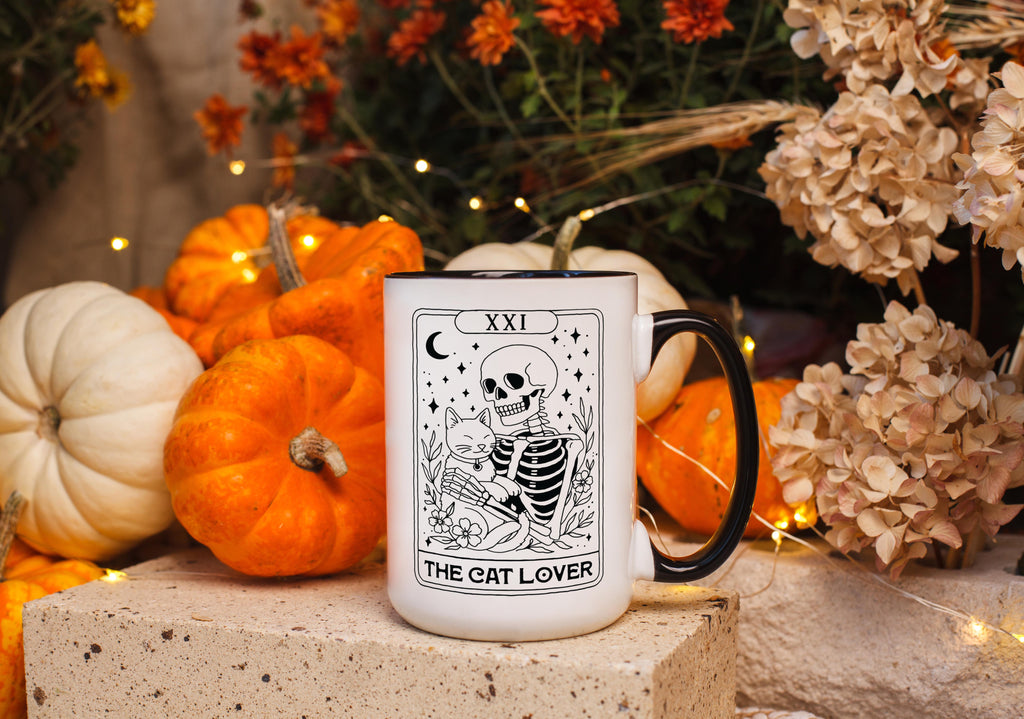 The Cat Lover - Skeleton Tarot Card - Halloween Mug