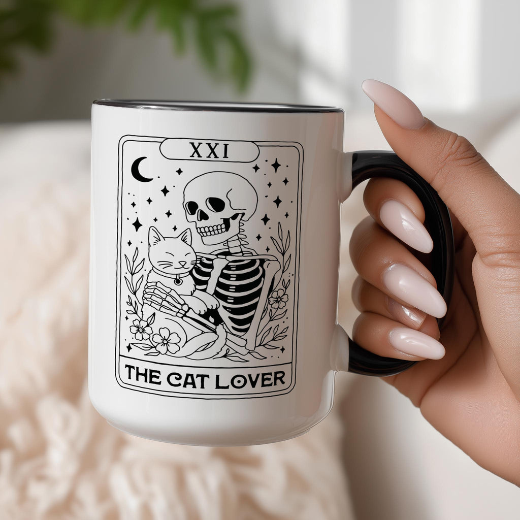 The Cat Lover - Skeleton Tarot Card - Halloween Mug