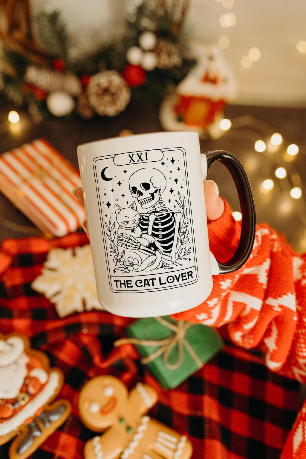 The Cat Lover - Skeleton Tarot Card - Halloween Mug
