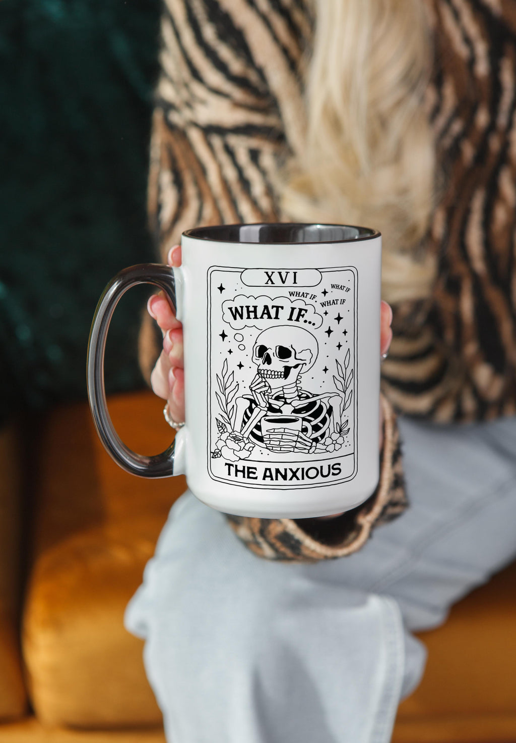 The Anxious - Skeleton tarot Card - Halloween Mug