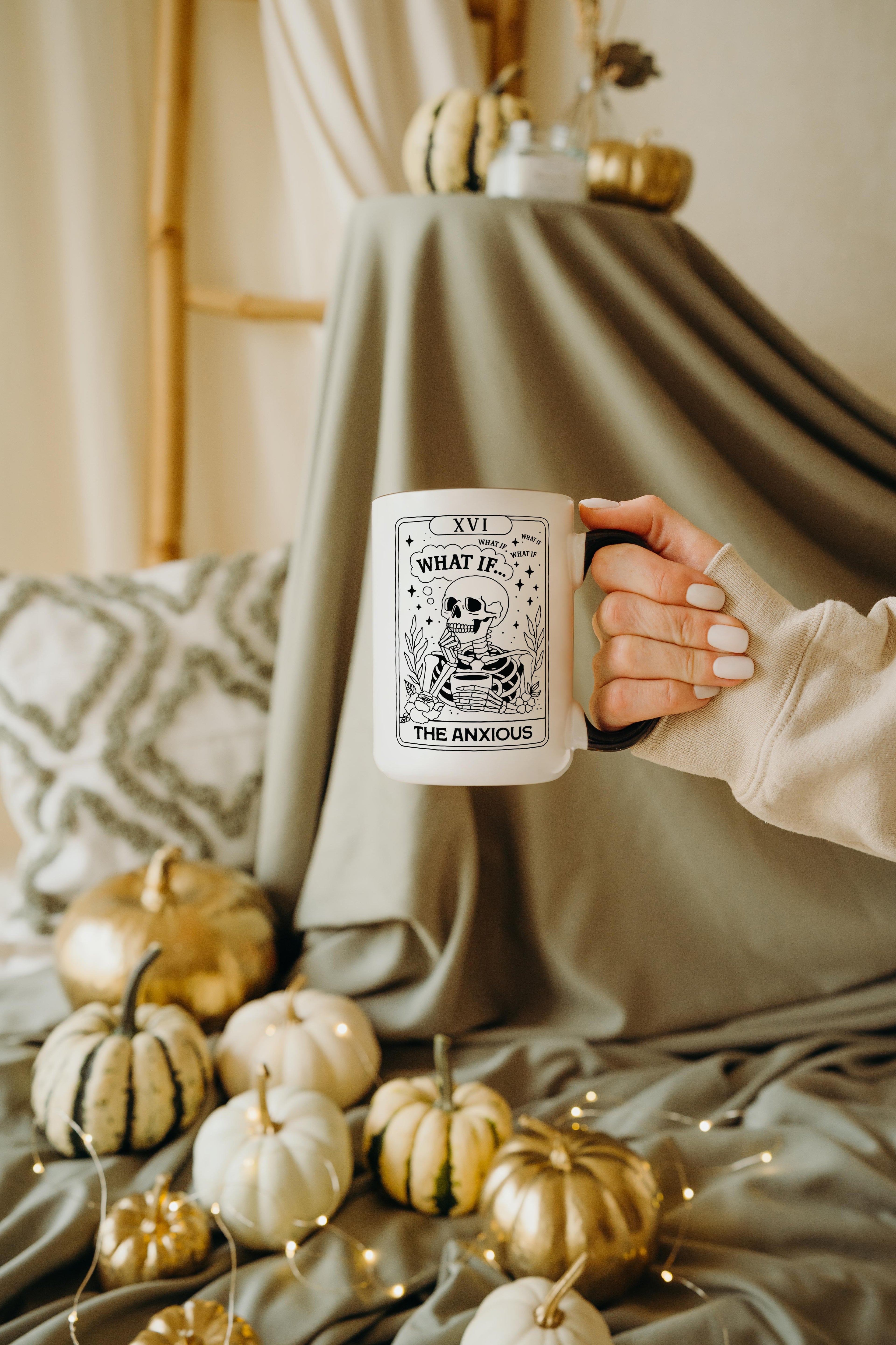 The Anxious - Skeleton tarot Card - Halloween Mug