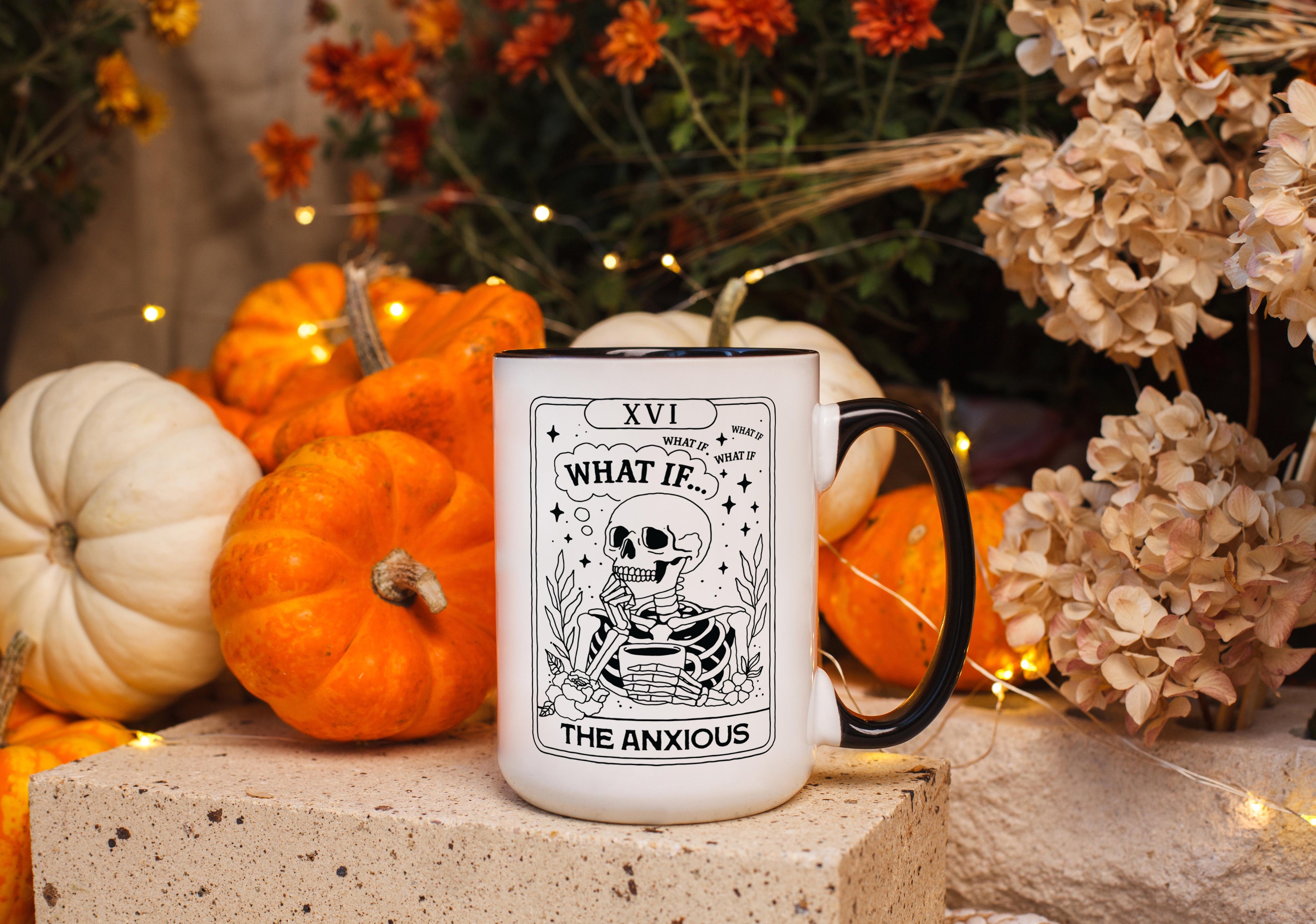 The Anxious - Skeleton tarot Card - Halloween Mug