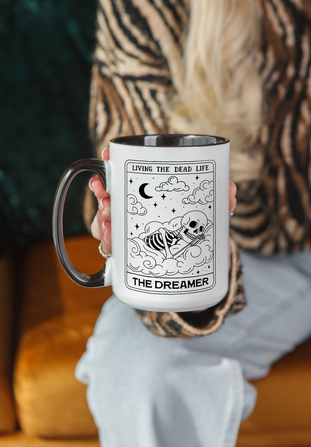 The Dreamer - Skeleton Tarot Card - Halloween Mug
