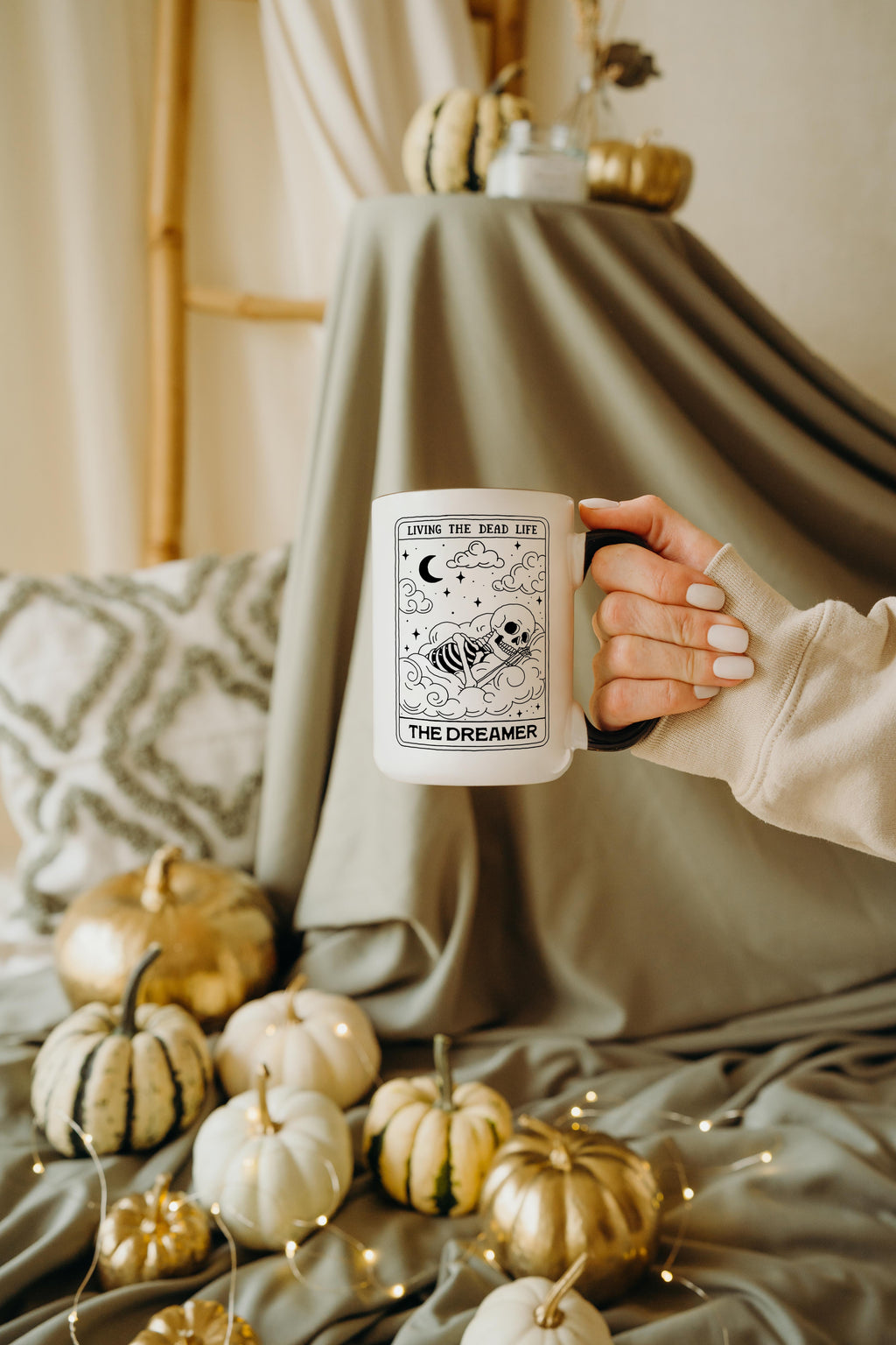 The Dreamer - Skeleton Tarot Card - Halloween Mug