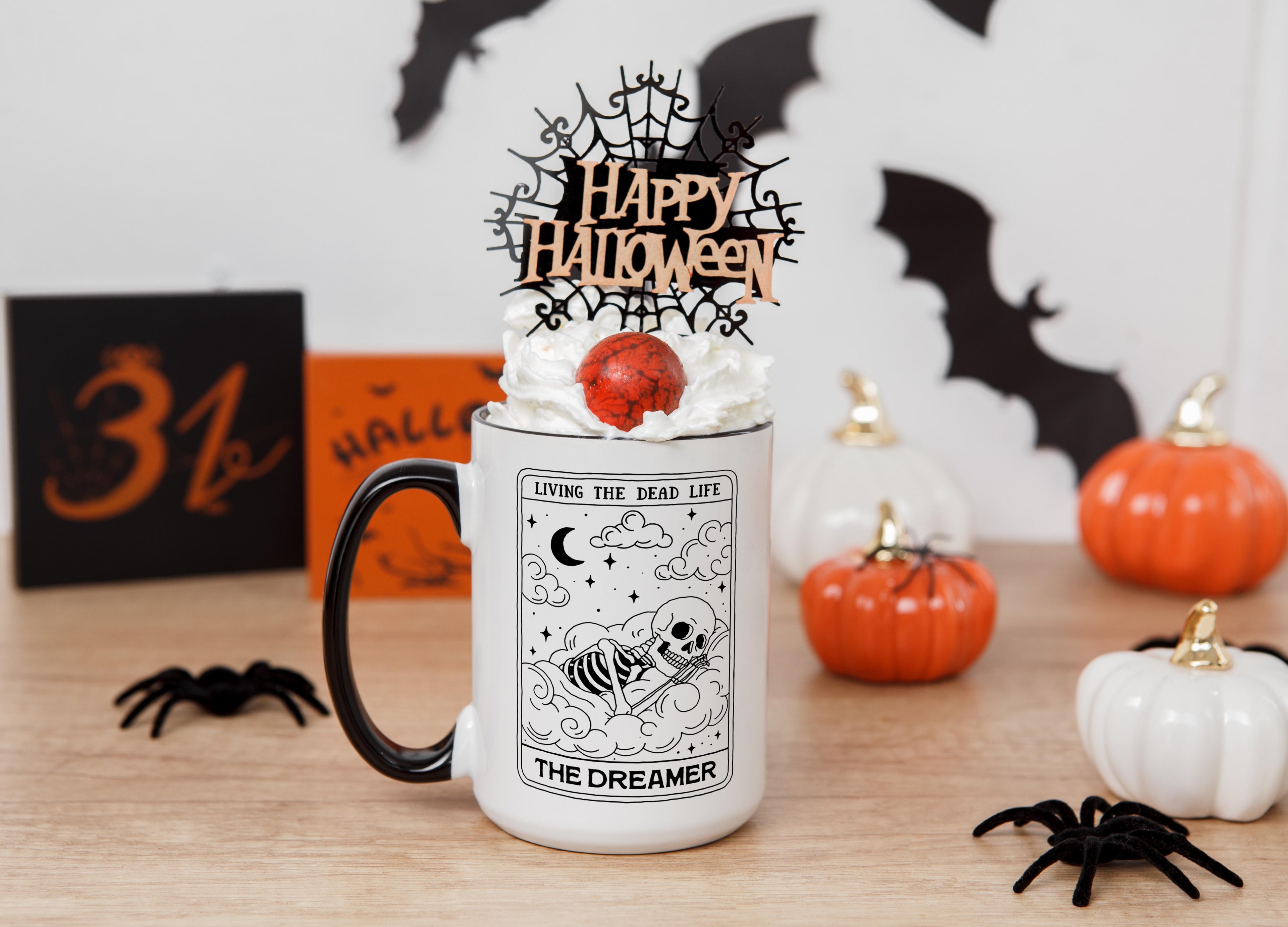 The Dreamer - Skeleton Tarot Card - Halloween Mug