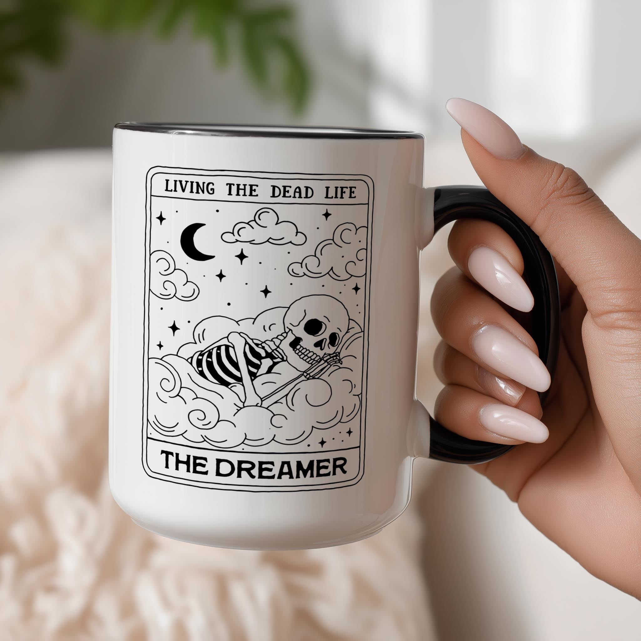 The Dreamer - Skeleton Tarot Card - Halloween Mug