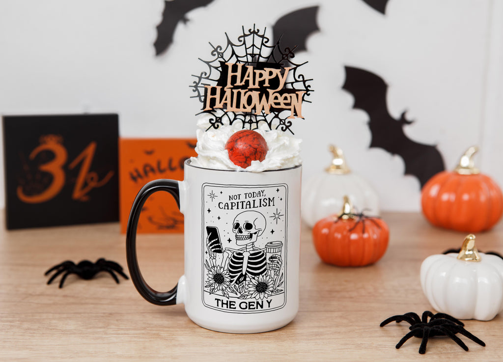 The Gen Y - Skeleton Tarot Card - Halloween Mug