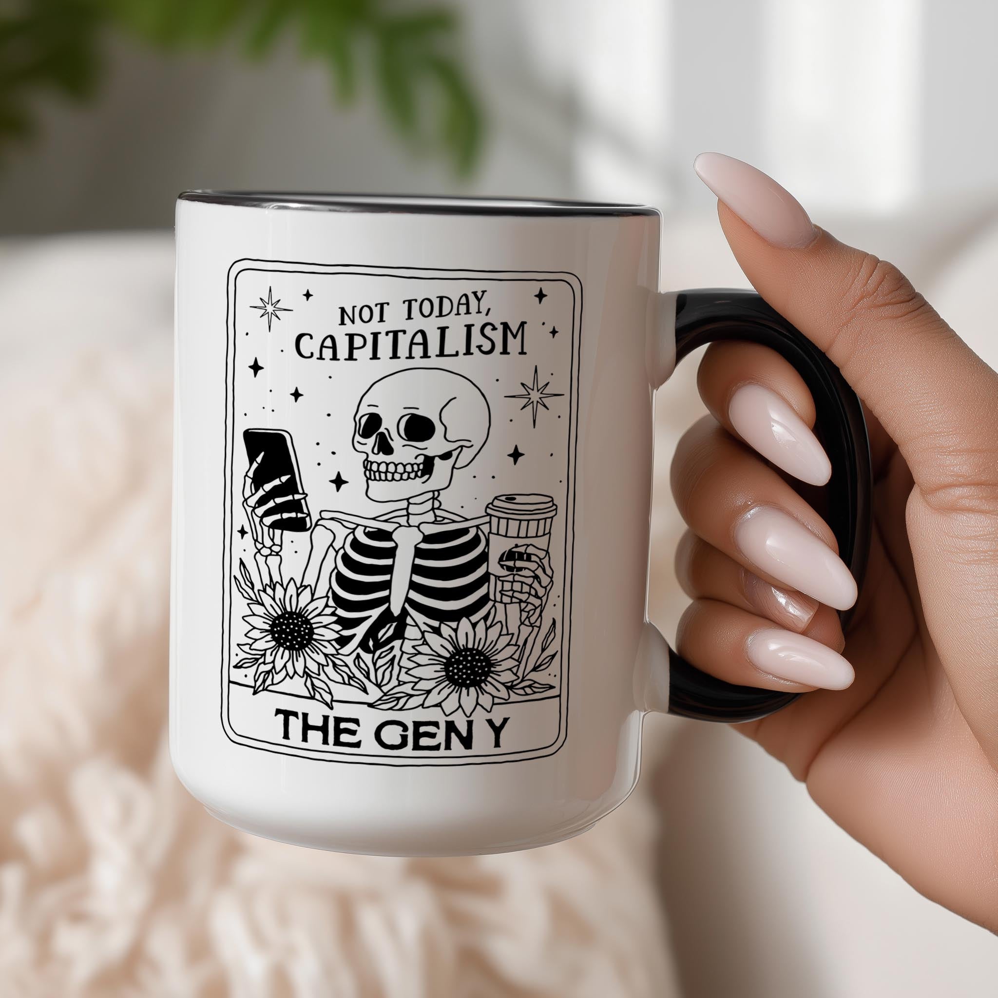 The Gen Y - Skeleton Tarot Card - Halloween Mug