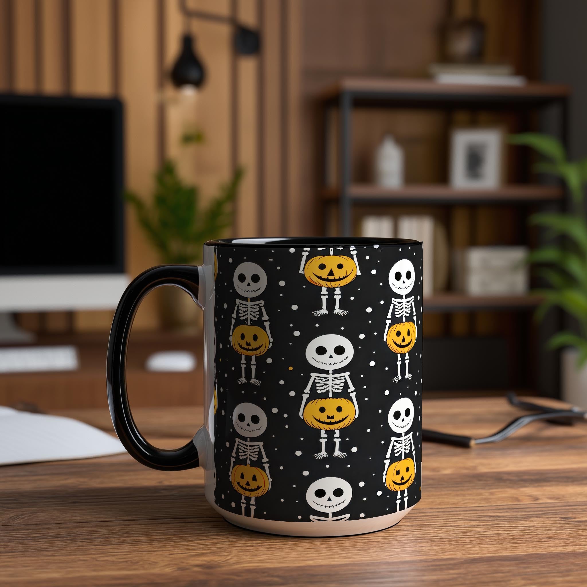 Skeleton with Pumpkins - Halloween Mug