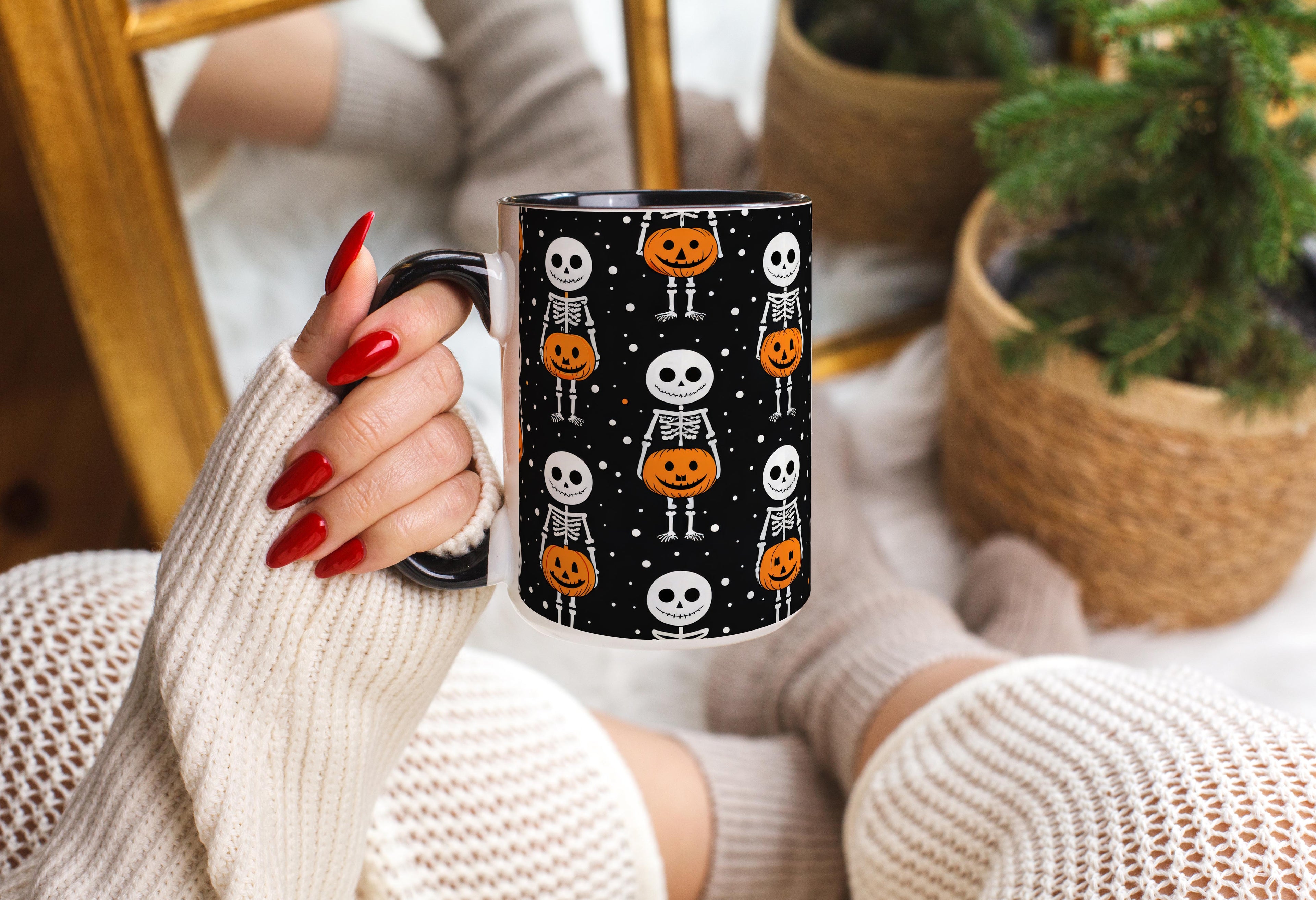 Skeleton with Pumpkins - Halloween Mug