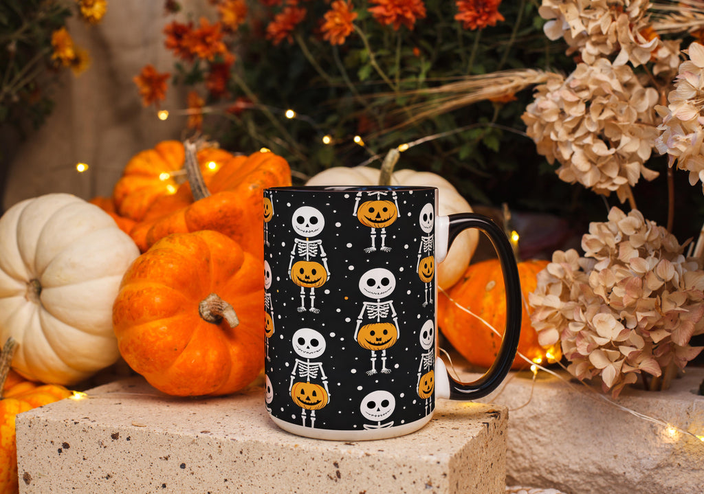 Skeleton with Pumpkins - Halloween Mug