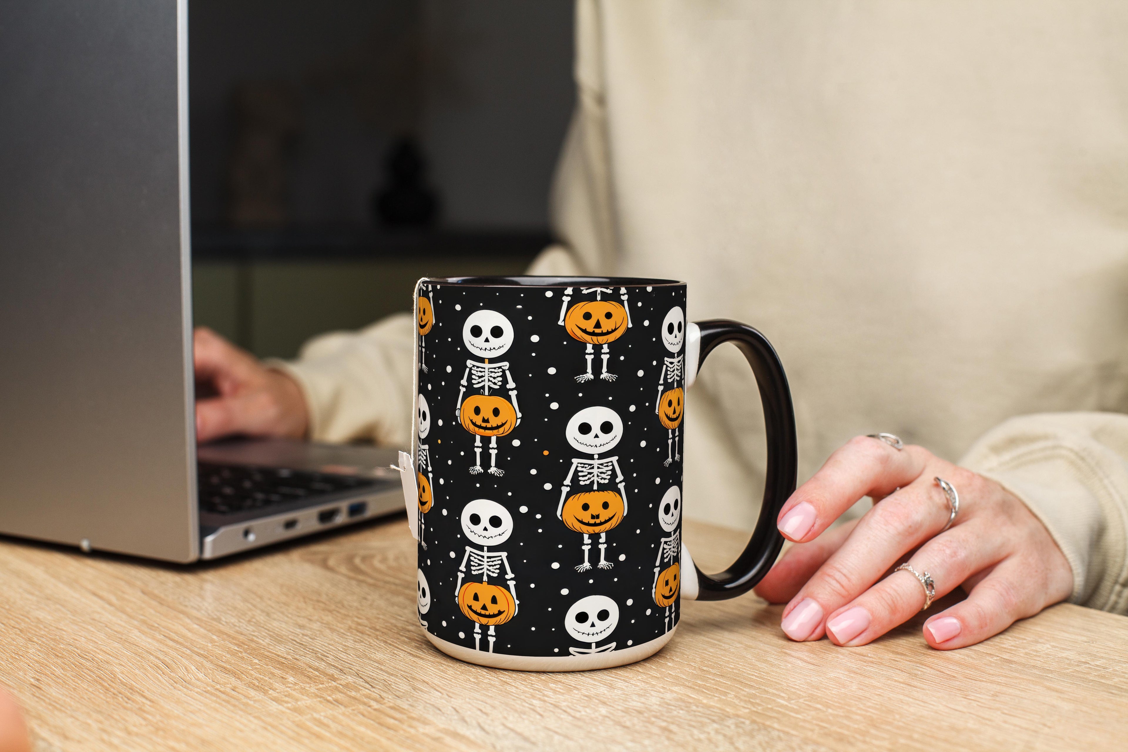 Skeleton with Pumpkins - Halloween Mug