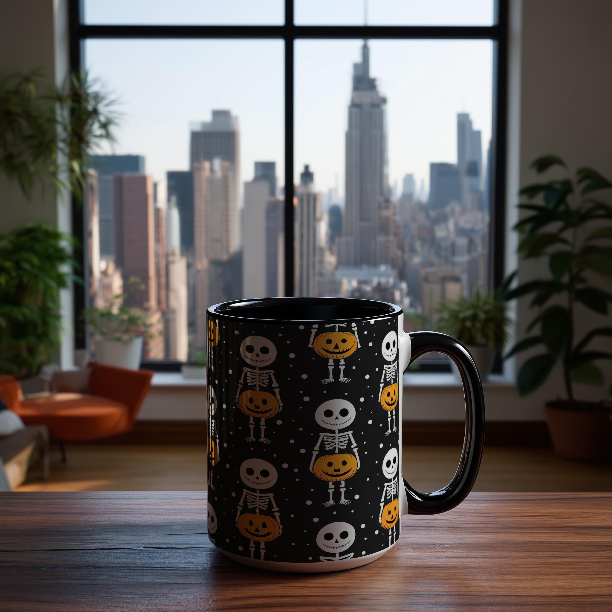 Skeleton with Pumpkins - Halloween Mug