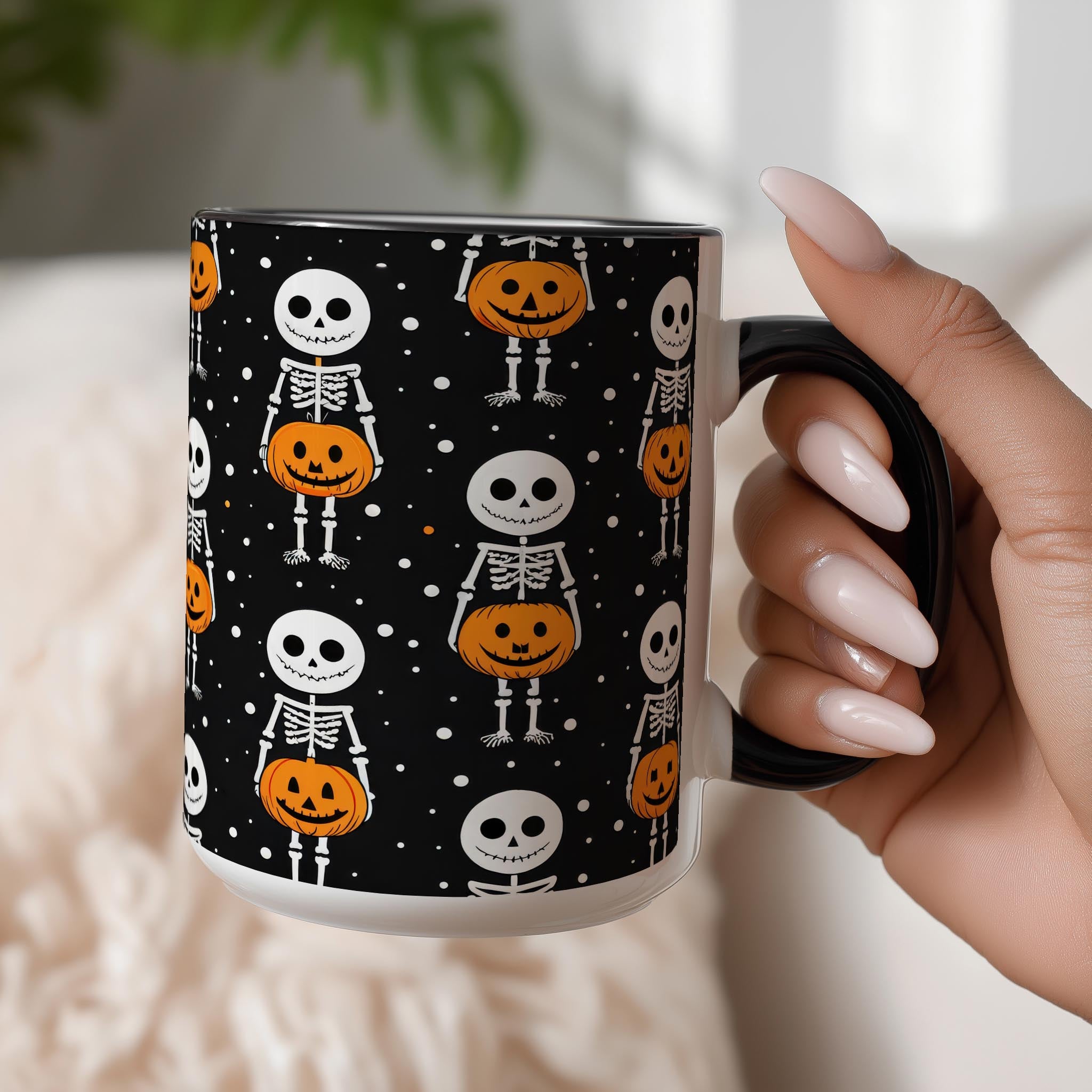 Skeleton with Pumpkins - Halloween Mug