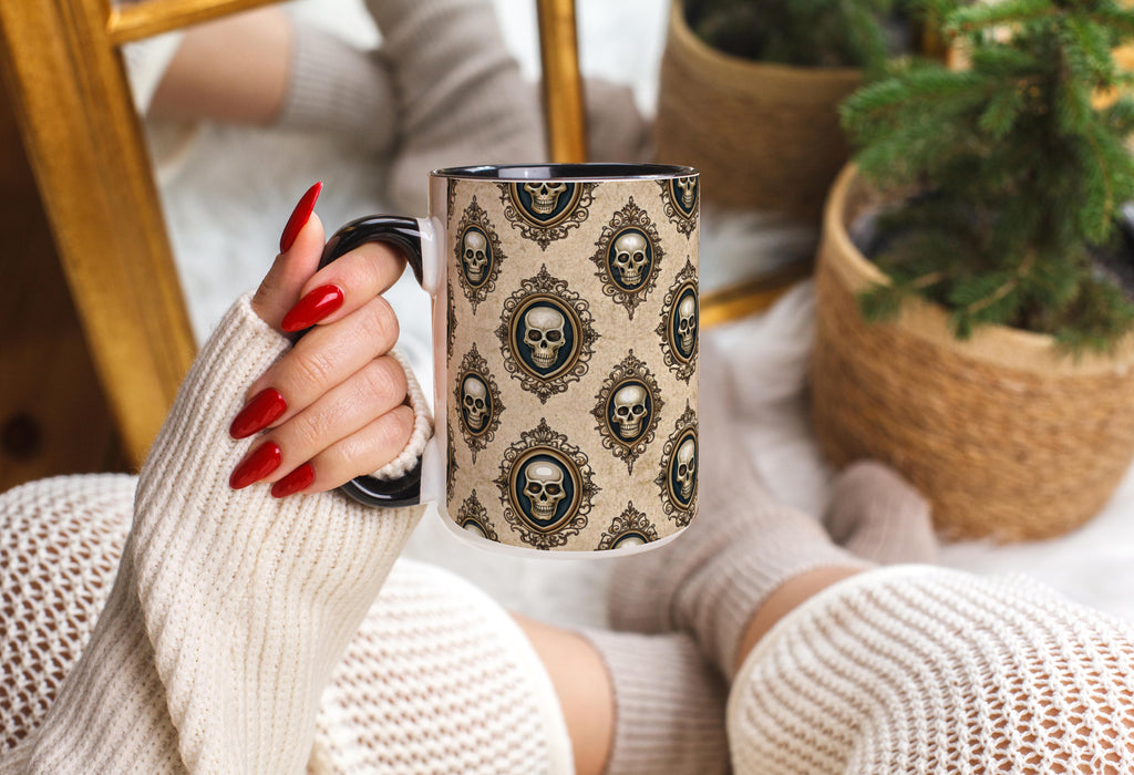 Skull Wallpaper Pattern - Halloween Mug