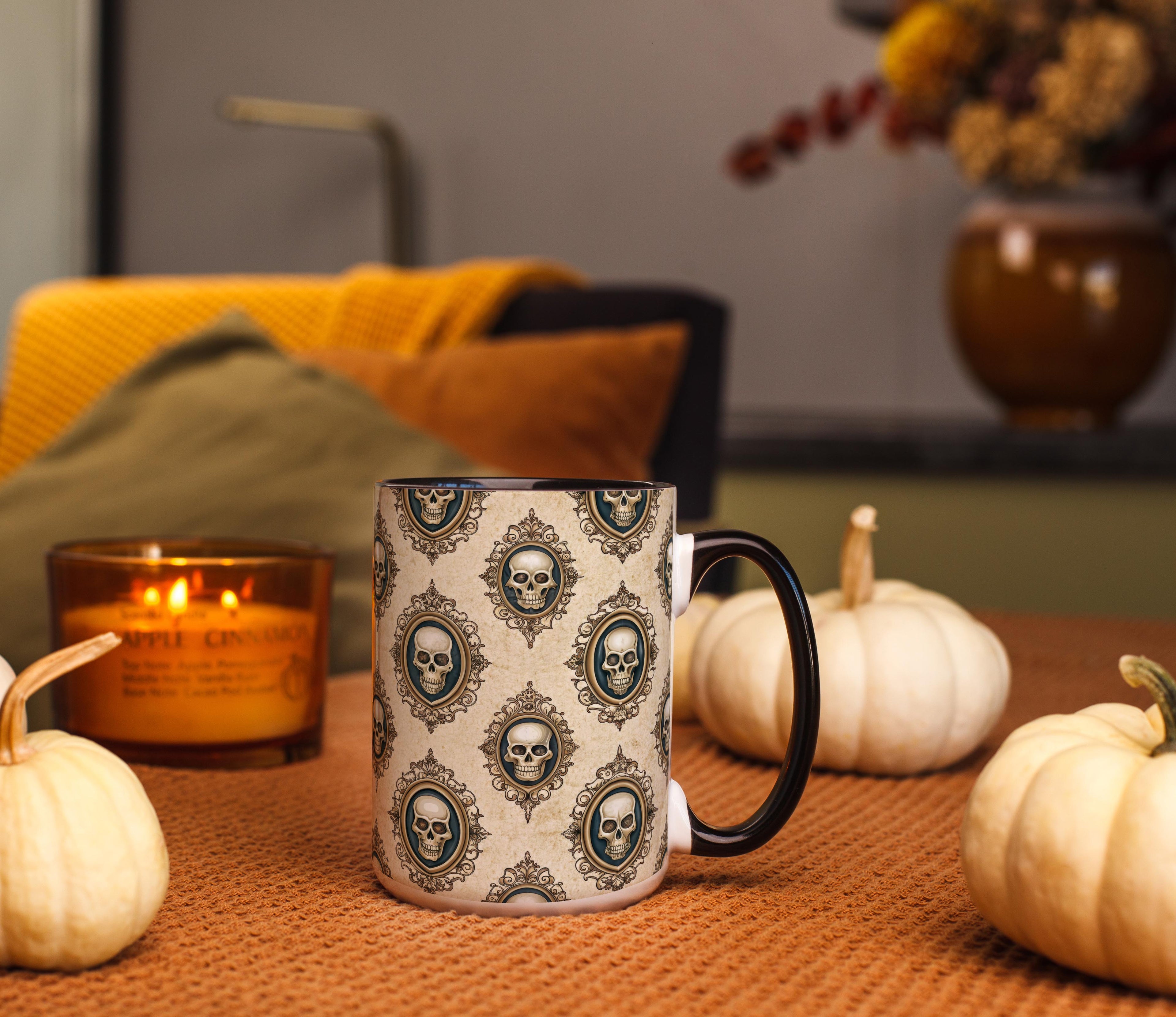 Skull Wallpaper Pattern - Halloween Mug