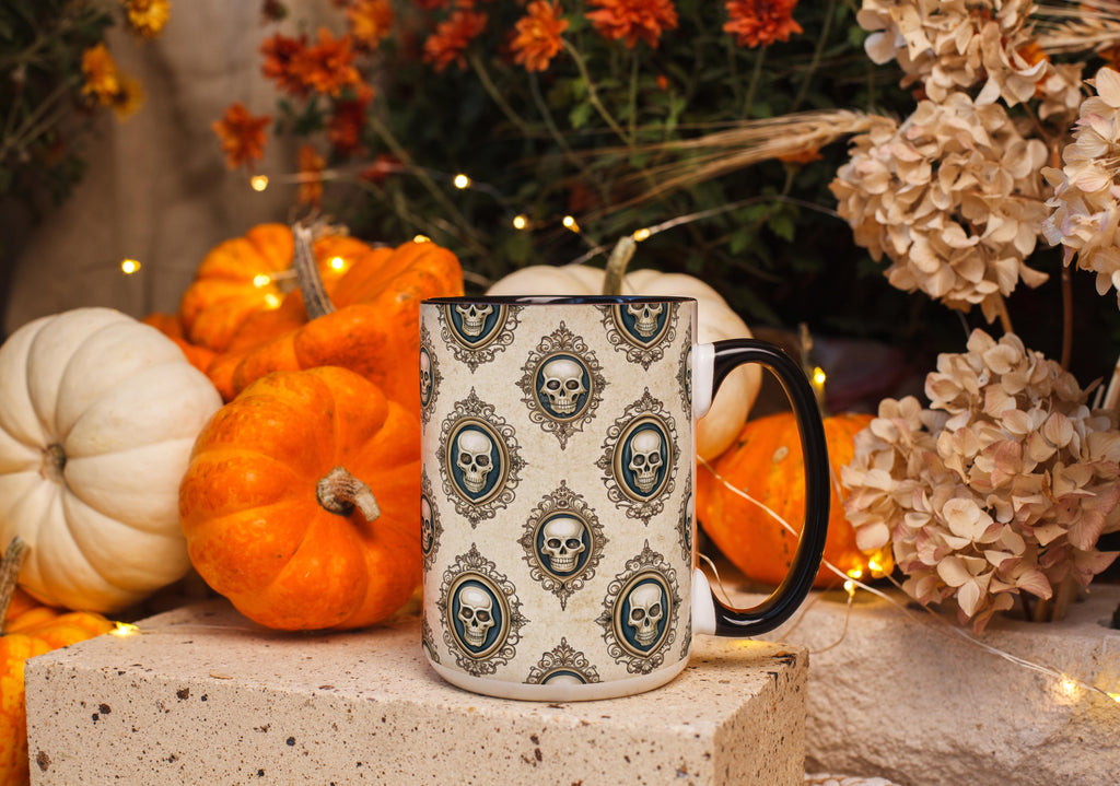 Skull Wallpaper Pattern - Halloween Mug